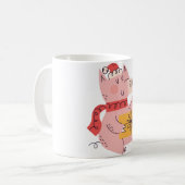 Christmas pig コーヒーマグカップ (正面左)