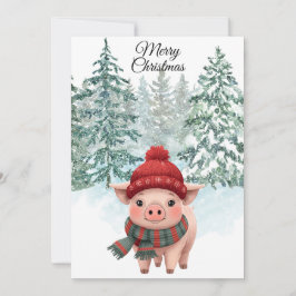 Christmas Pig Flat Holiday Card シーズンカード