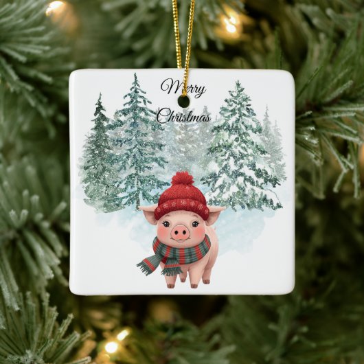 Christmas Pig Ornament セラミックオーナメント (ツリー)