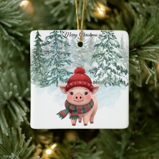 Christmas Pig Ornament セラミックオーナメント (ツリー)