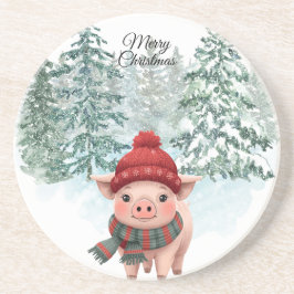 Christmas Pig Sandstone Coaster コースター