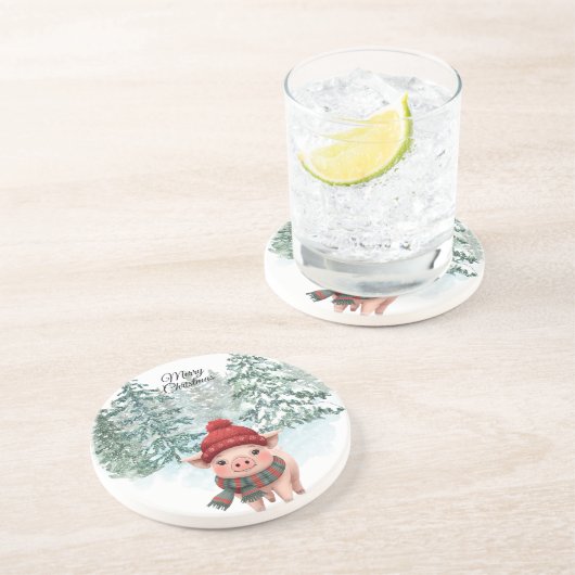 Christmas Pig Sandstone Coaster コースター (側面)