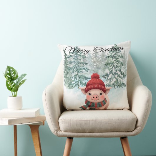 Christmas Pig Throw Pillow クッション (椅子)