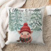 Christmas Pig Throw Pillow クッション (ブランケット)