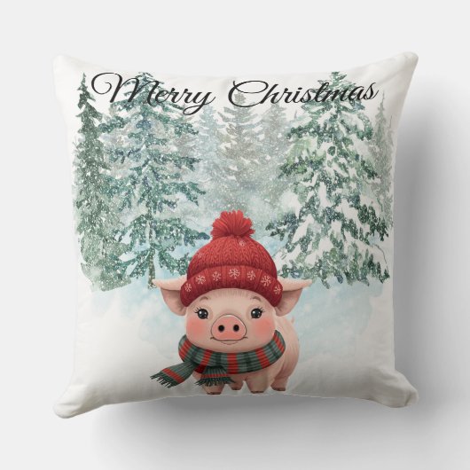 Christmas Pig Throw Pillow クッション (裏面)