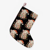 Christmas Pig Xmas Lights Santa Hay Holiday Season スモールクリスマスストッキング (正面 (吊り時))