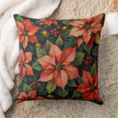 Christmas Pillow – Poinsettias & Holiday Decor クッション (ブランケット)
