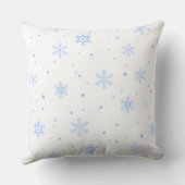 Christmas Pillow with Blue Snowflakes on White クッション (裏面)