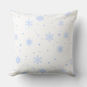 Christmas Pillow with Blue Snowflakes on White クッション (正面)