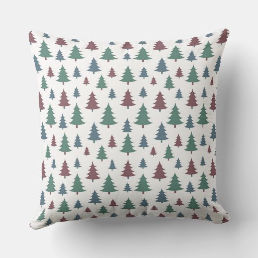 Christmas Pillow with Green, Maroon & Blue Trees クッション (裏面)
