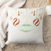 Christmas Pillow with Mint, Red & Gold Ornaments クッション (ブランケット)
