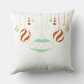 Christmas Pillow with Mint, Red & Gold Ornaments クッション (裏面)