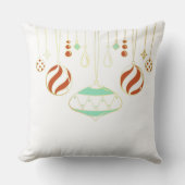 Christmas Pillow with Mint, Red & Gold Ornaments クッション (正面)
