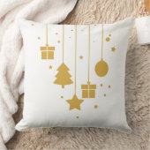 Christmas Pillow with Mint, Red & Gold Ornaments クッション (ブランケット)
