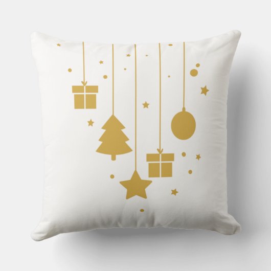 Christmas Pillow with Mint, Red & Gold Ornaments クッション (裏面)