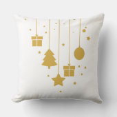 Christmas Pillow with Mint, Red & Gold Ornaments クッション (正面)
