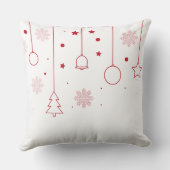 Christmas Pillow with Red Line Art & Snowflakes クッション (裏面)