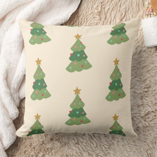 Christmas Pillow with Red & Pink Ornaments クッション (ブランケット)