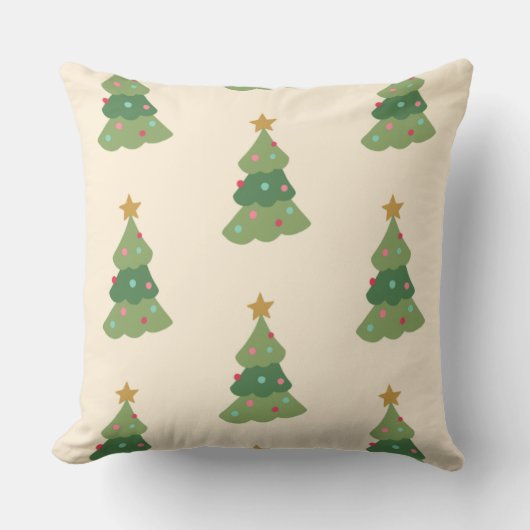 Christmas Pillow with Red & Pink Ornaments クッション (正面)