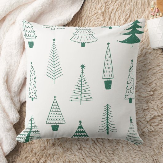 Christmas Pillow with Stylized Trees クッション (ブランケット)