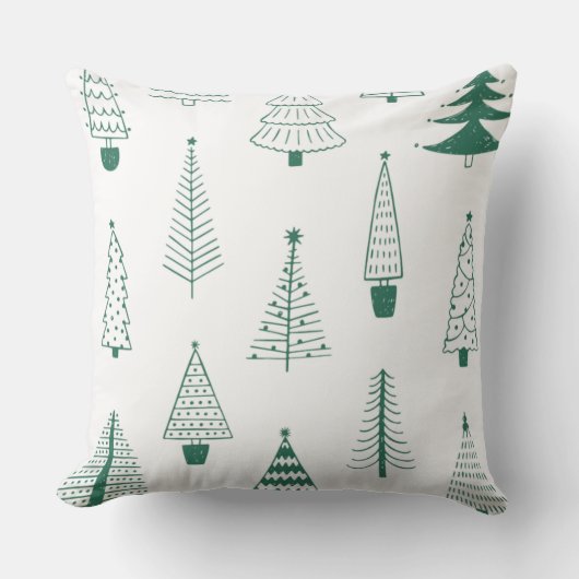Christmas Pillow with Stylized Trees クッション (正面)