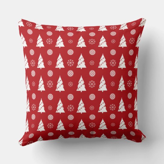Christmas Pillow with Trees and Snowflakes クッション (裏面)