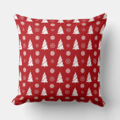Christmas Pillow with Trees and Snowflakes クッション (正面)