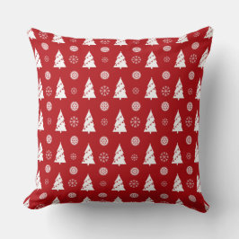 Christmas Pillow with Trees and Snowflakes クッション