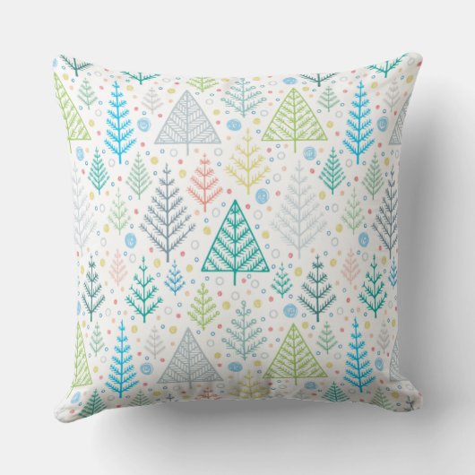 Christmas Pillow with Trees & Snowflakes クッション (裏面)