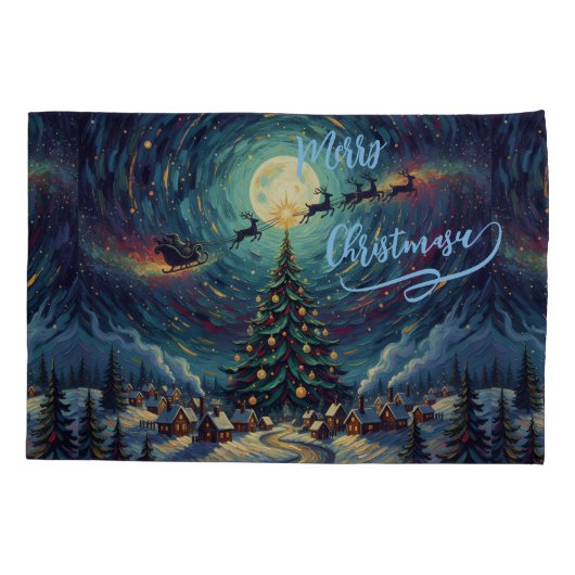 Christmas Pillowcase Standard 20x30 Starry Night 枕カバー (裏面)