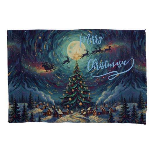 Christmas Pillowcase Standard 20x30 Starry Night 枕カバー (正面)