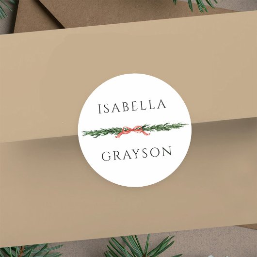 Christmas Pine Border  ラウンドシール