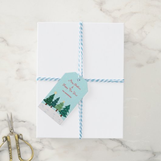 Christmas Pine  Forest Tree Merry Christmas ギフトタグ (より糸付き)