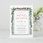 Christmas Pine Garland Bridal Shower 招待状 (スタンド正面)