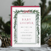 Christmas Pine Garland Girl Baby Shower 招待状