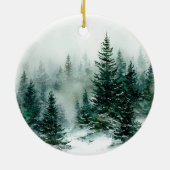 Christmas Pine Snowy Trees Ornament セラミックオーナメント (裏面)