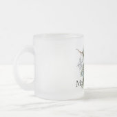 Christmas Pine Tree Branches Blue White Ornaments フロストグラスマグカップ (左)