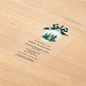 Christmas Pine Tree Ornament Holiday Party アクリル招待状 (レイダウン)