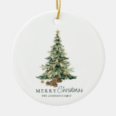 Christmas Pine Tree Photo Family Ornament セラミックオーナメント (正面)