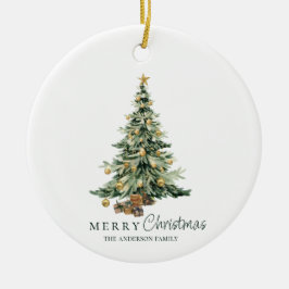 Christmas Pine Tree Photo Family Ornament セラミックオーナメント