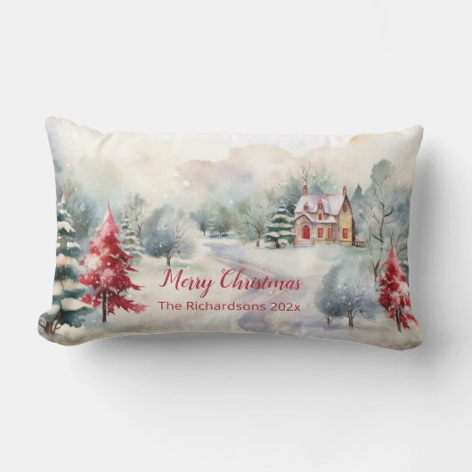 Christmas Pine Trees ランバークッション (正面)