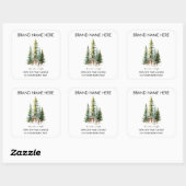 Christmas Pine Trees & Deers Candle Labels スクエアシール (シート)