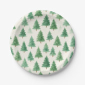 Christmas Pine Trees Paper Plates – Holiday Dinner ペーパープレート (正面)