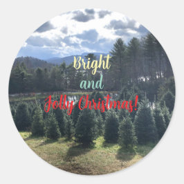 Christmas Pine Trees Stickers ラウンドシール