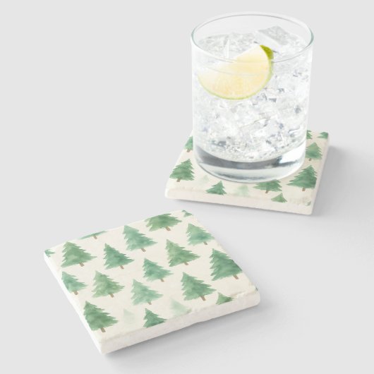 Christmas Pine Trees Stone Coaster – Modern ストーンコースター (横)