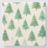 Christmas Pine Trees Stone Coaster – Modern ストーンコースター (正面)