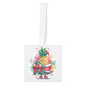 Christmas pineapple tree watercolor キューブオーナメント (正面)
