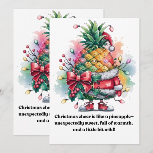 Christmas pineapple tree watercolor シーズンカード (正面/裏面)