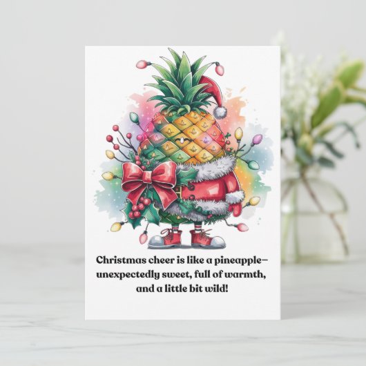 Christmas pineapple tree watercolor シーズンカード (スタンド正面)