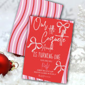 Christmas Pink Bows Birthday Stripes 招待状